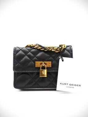 KURT GEIGER Micro Brixton Black Color Quilted Crossbody Bag